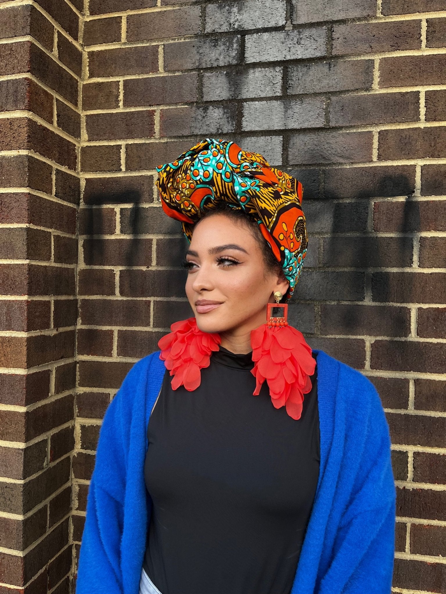 Nonso Square top flower petal earrings