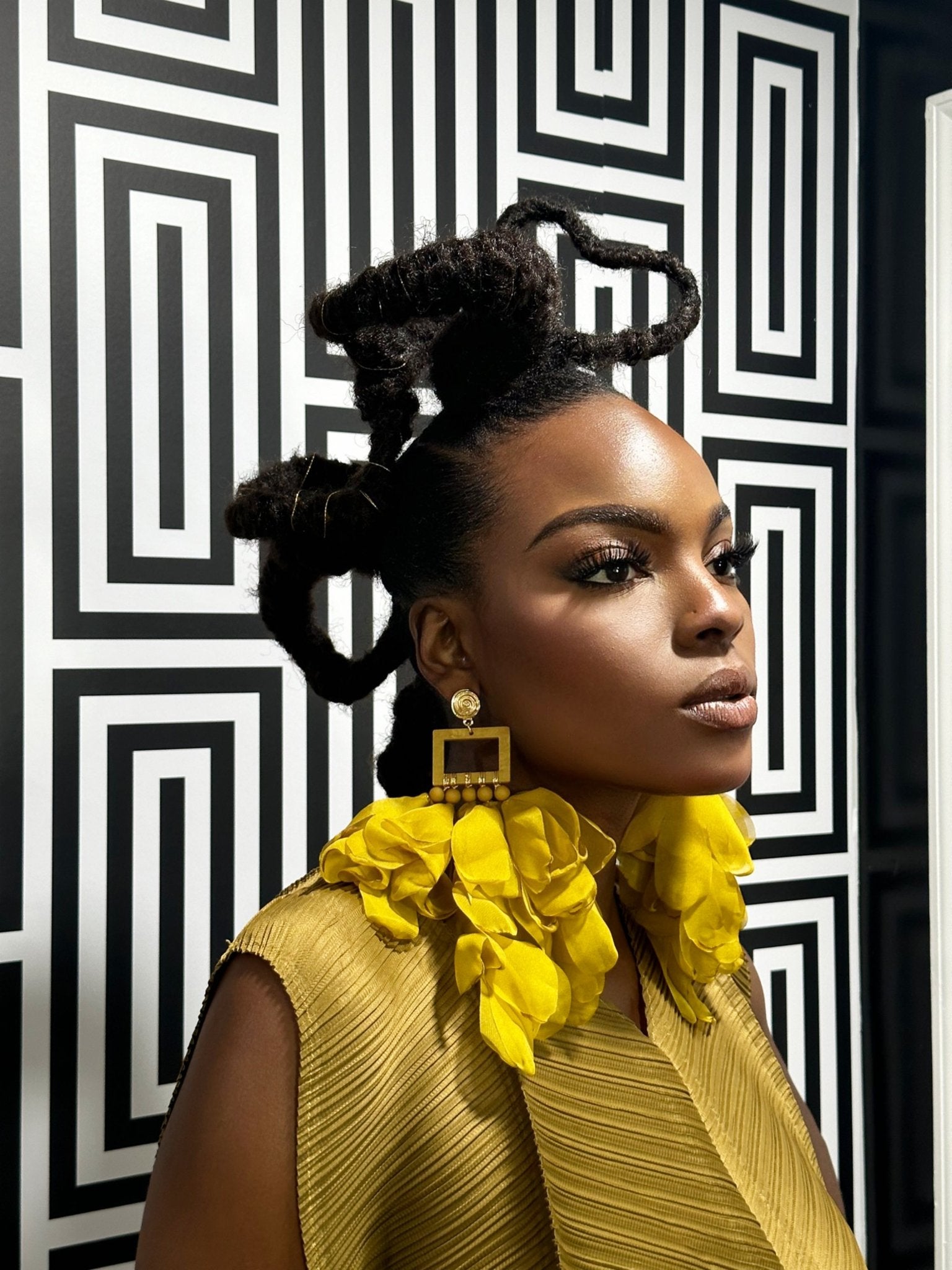 Nonso Square top flower petal earrings