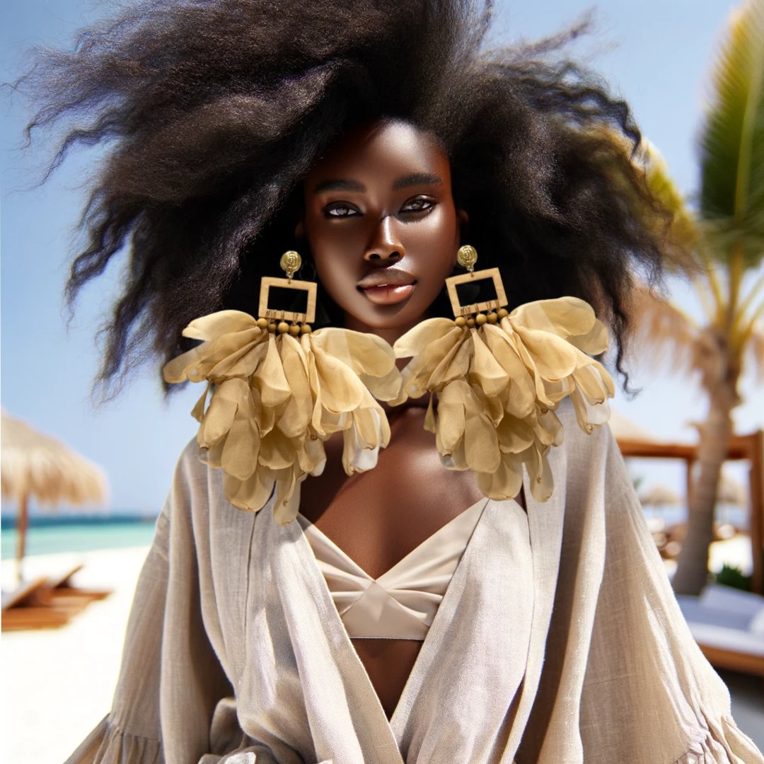 Nonso Square top flower petal earrings