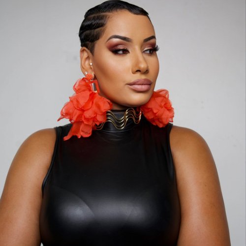 Nonso Square top flower petal earrings