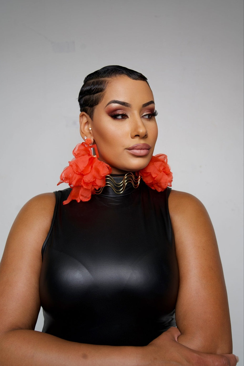 Nonso Square top flower petal earrings