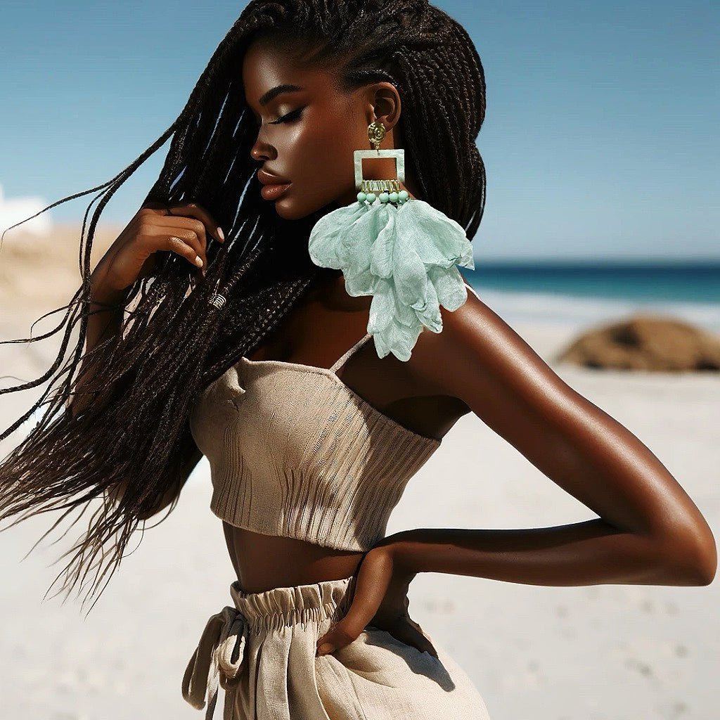 Nonso Square top flower petal earrings