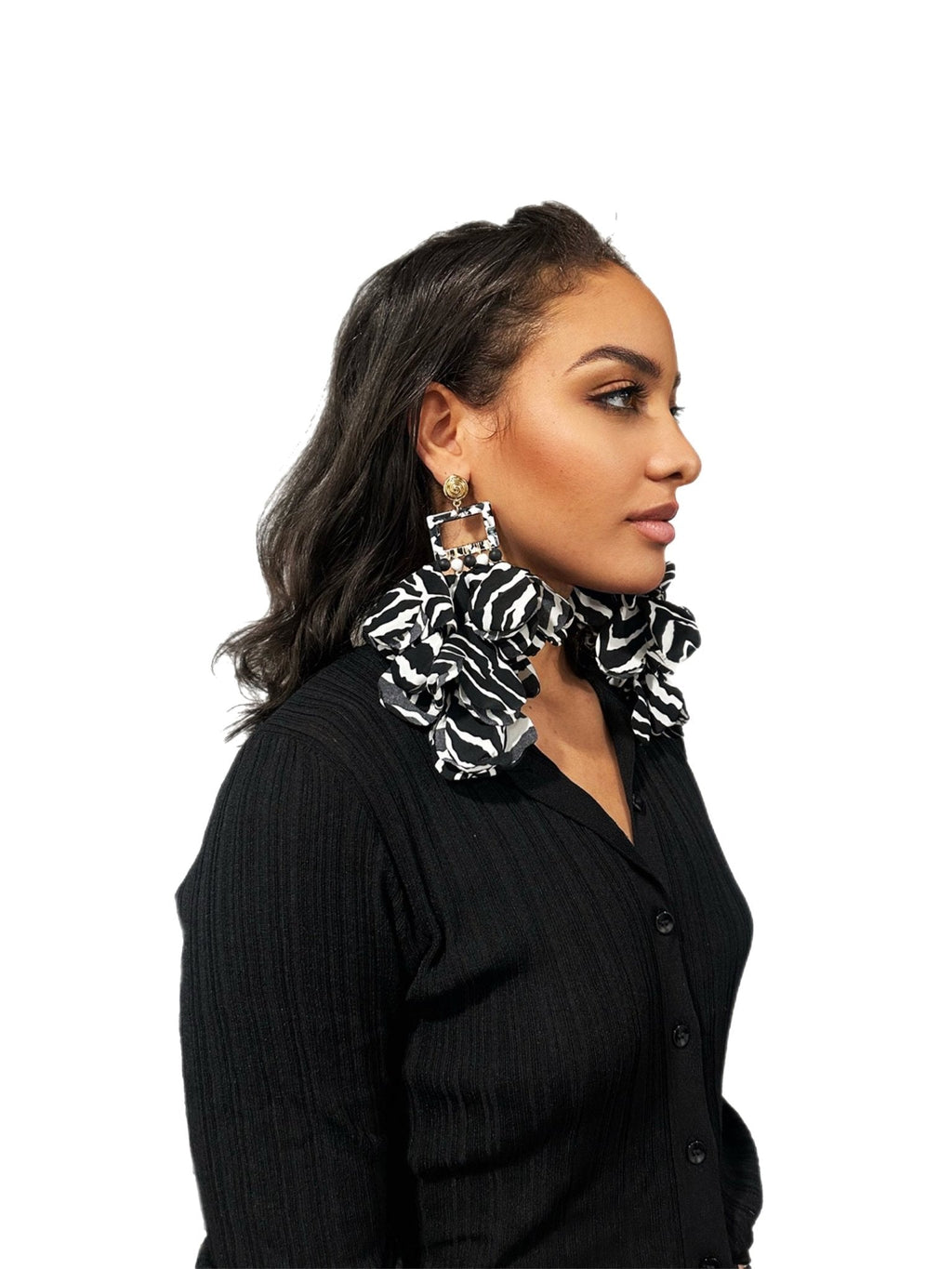 Nonso Square Top Flower Petal Earrings - Prints