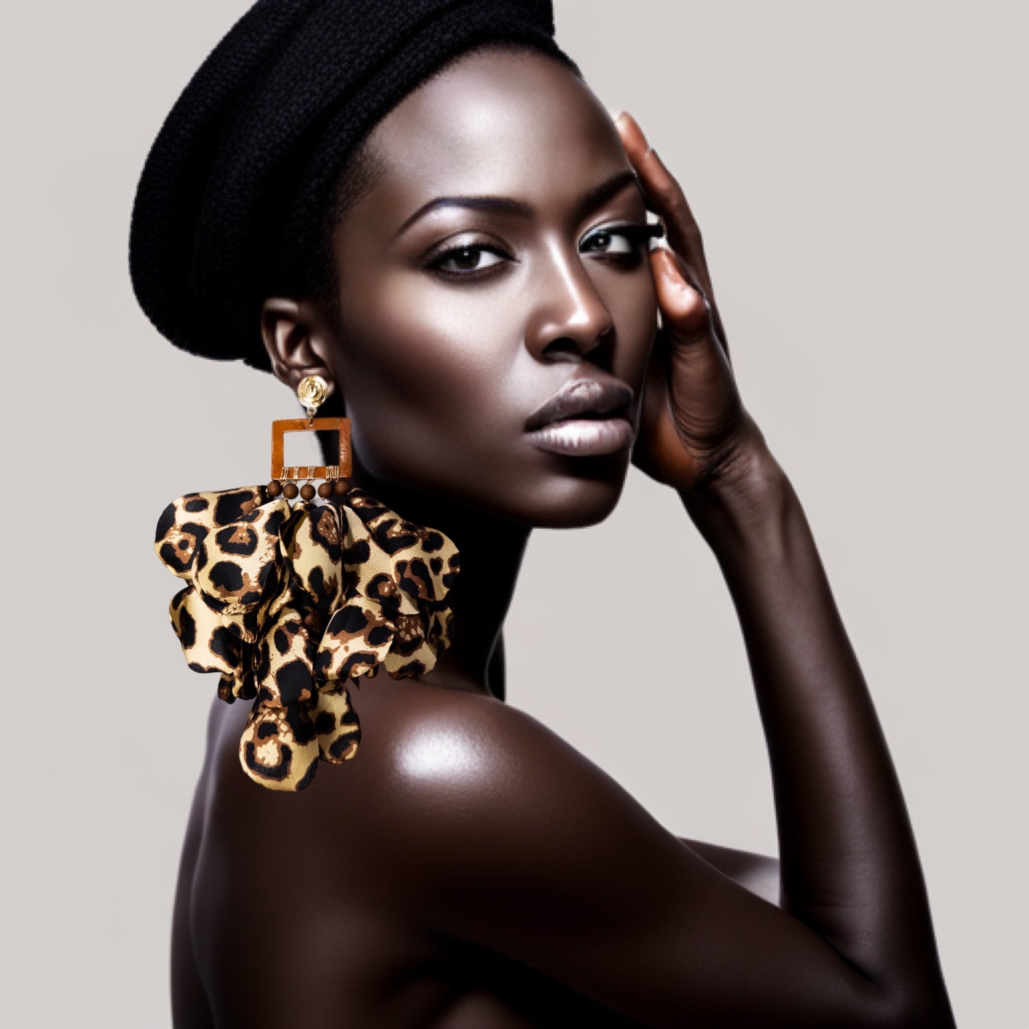 Nonso Square Top Flower Petal Earrings - Prints