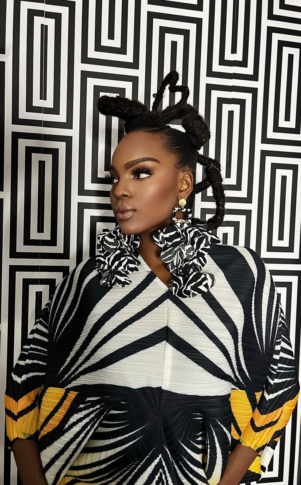 Nonso Square Top Flower Petal Earrings - Prints