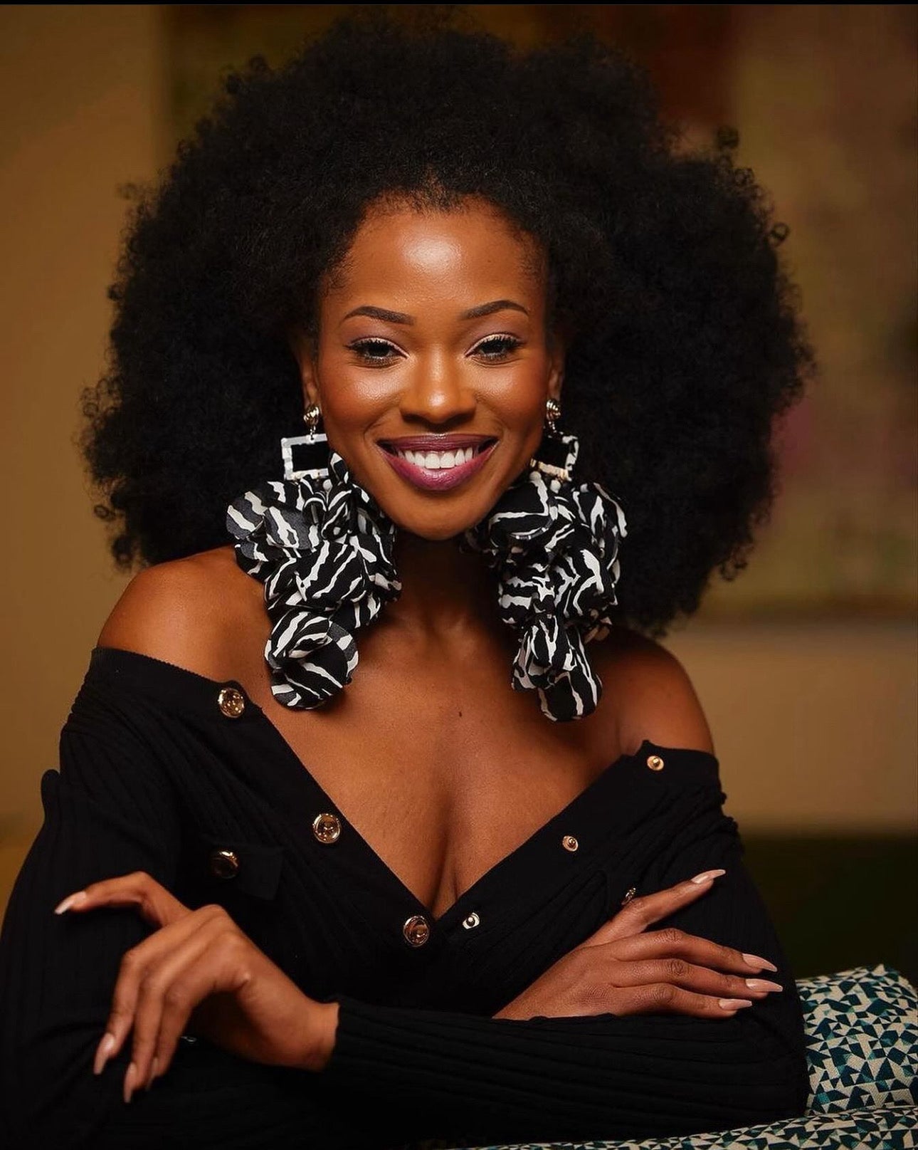 Nonso Square Top Flower Petal Earrings - Prints