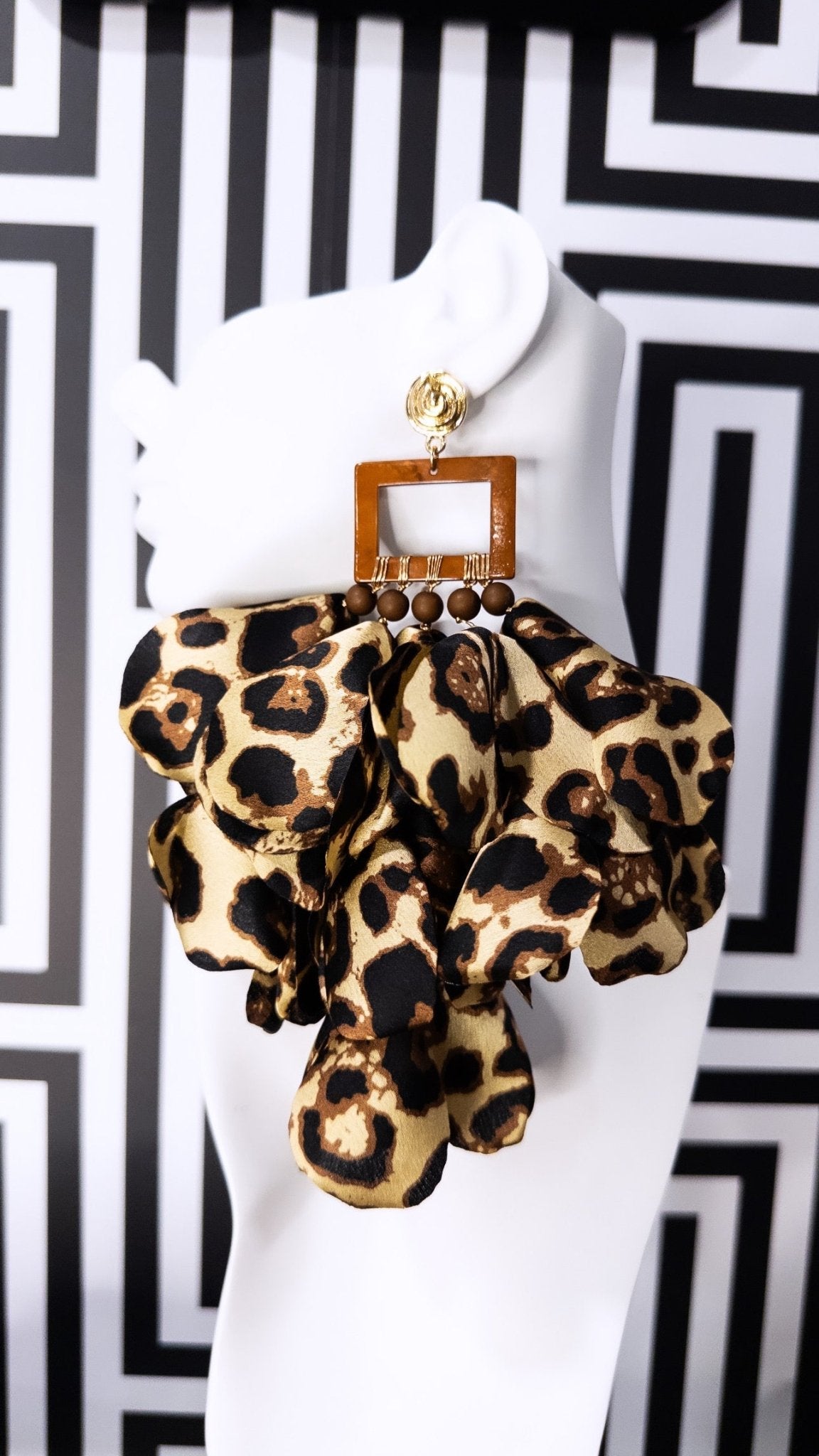 Nonso Square Top Flower Petal Earrings - Prints