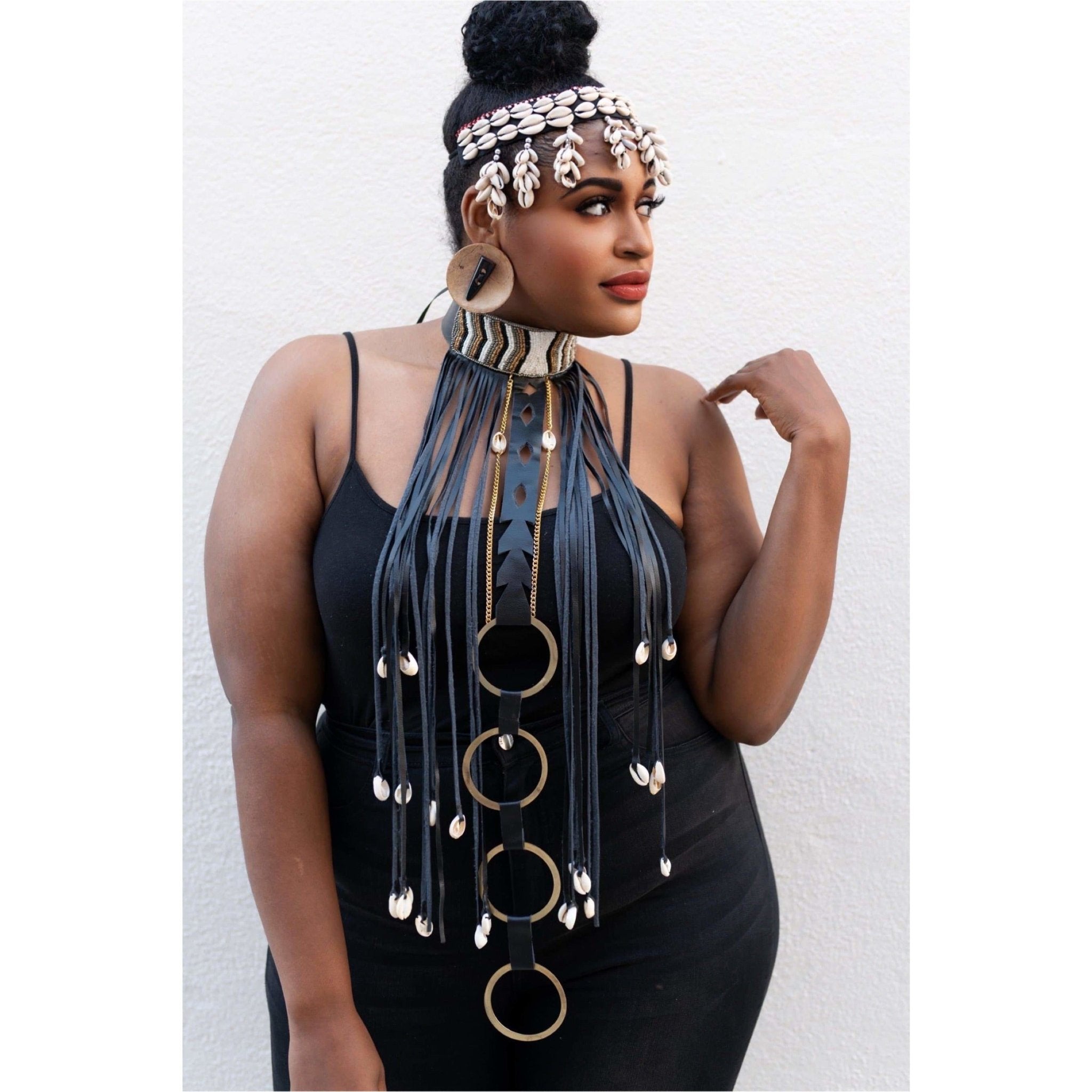 Obaa Serwaa cowry / cowrie shell choker or Reversible headpiece