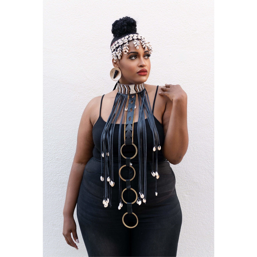 Obaa Serwaa cowry / cowrie shell choker or Reversible headpiece