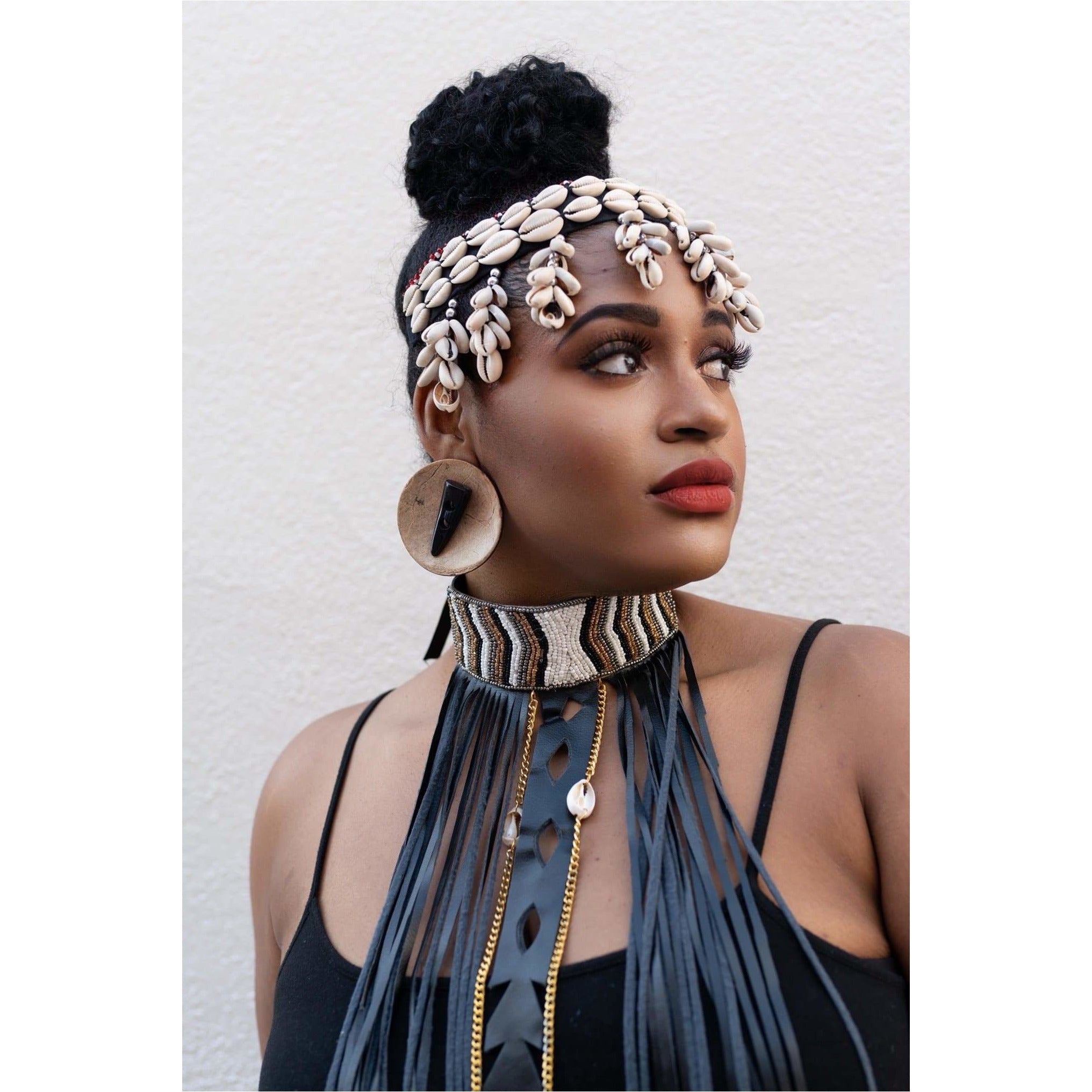 Obaa Serwaa cowry / cowrie shell choker or Reversible headpiece