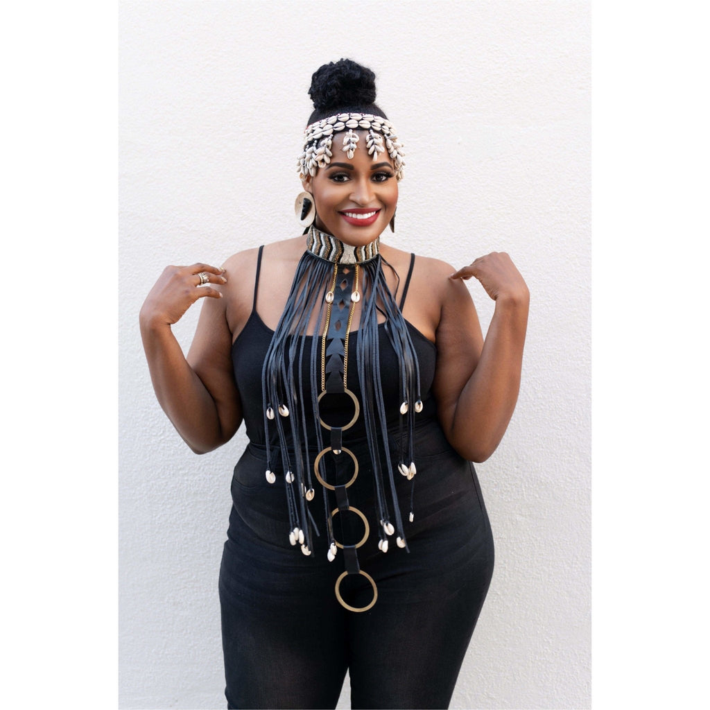 Obaa Serwaa cowry / cowrie shell choker or Reversible headpiece