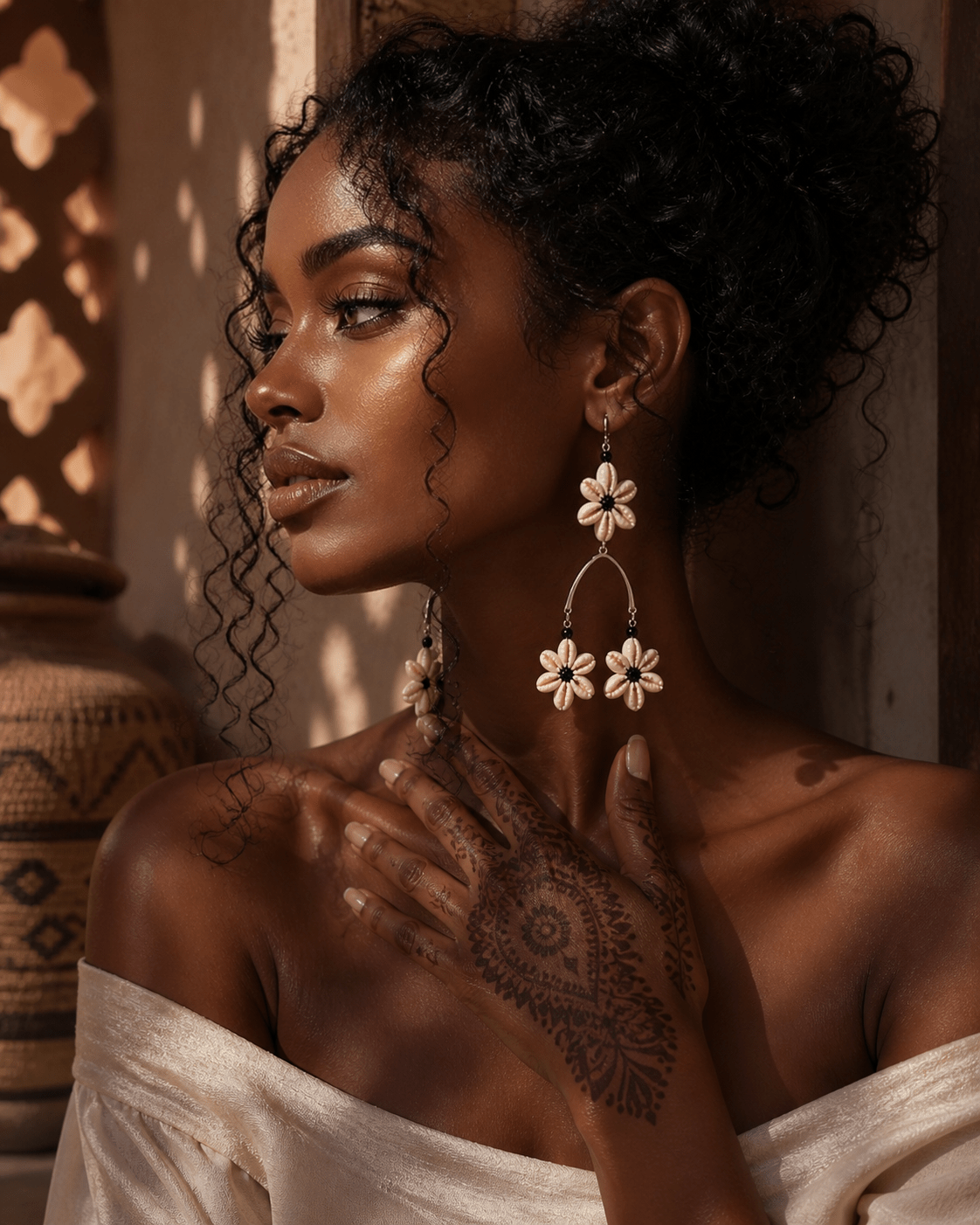 Ocean's Whisper Natural Cowry Shell Earrings