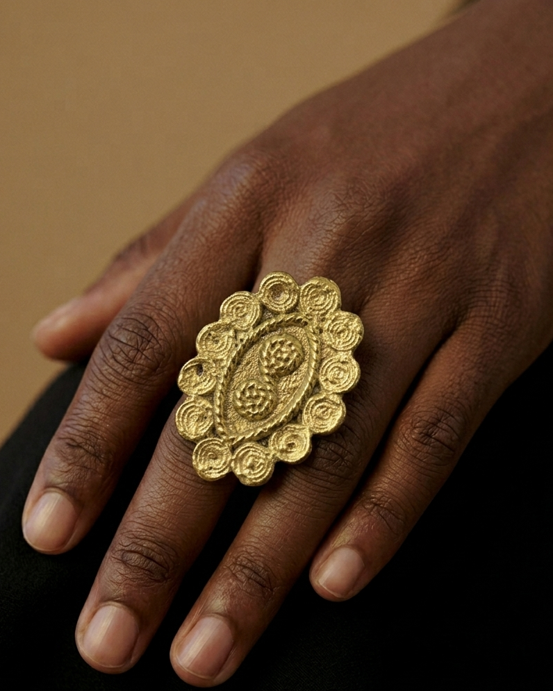 Oval Spiral Brass Ring