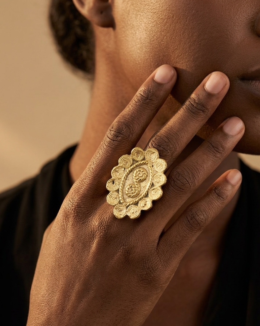Oval Spiral Brass Ring