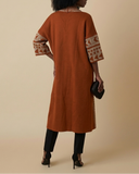 Printed Midi Length Open Cardigan