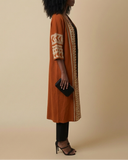 Printed Midi Length Open Cardigan