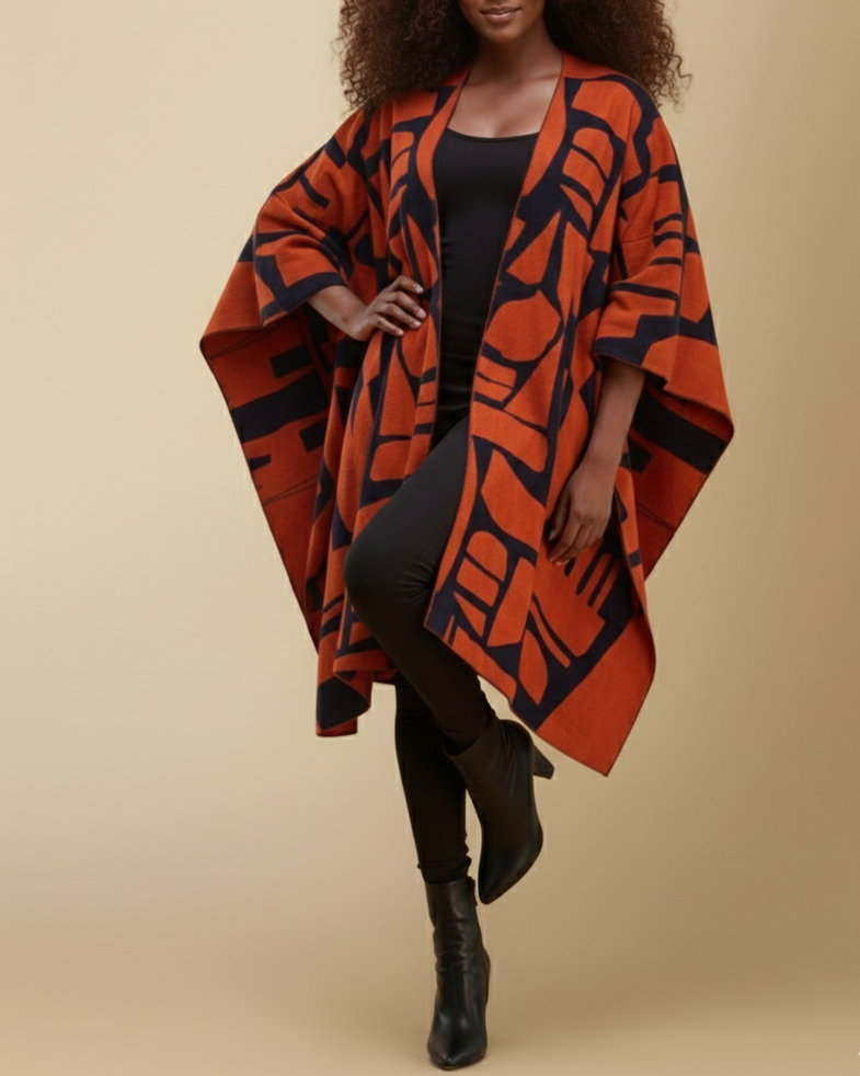 Reversible Poncho Without Fringe