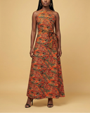 African Print Halter Maxi Dress