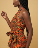 African Print Halter Maxi Dress