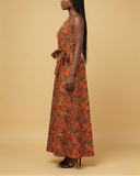 African Print Halter Maxi Dress