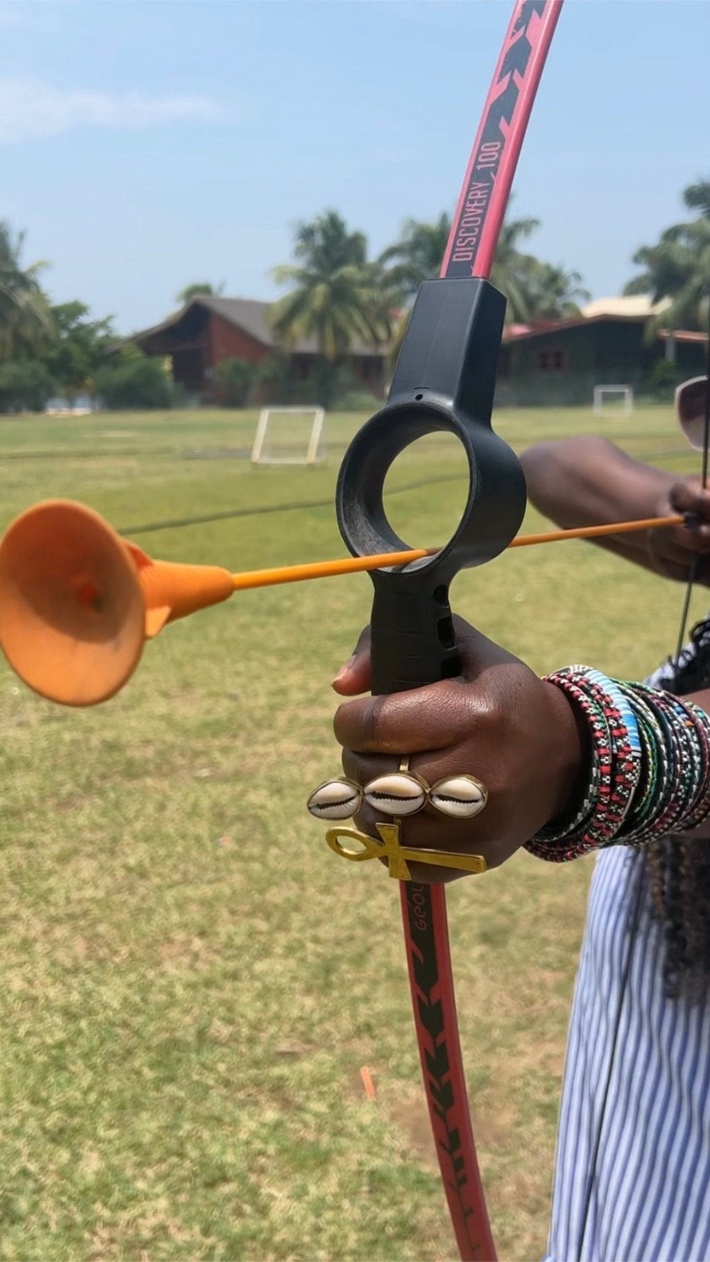 Kaure cowry Shell and brass statement ring