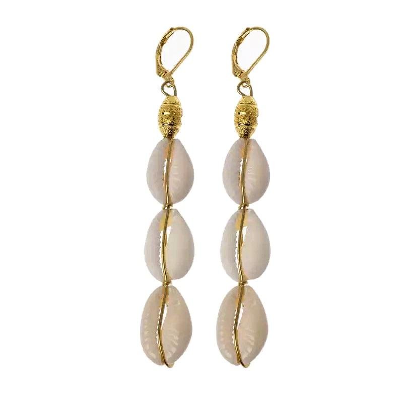 sidea Small Cowry /Cowrie Shell tiered earrings