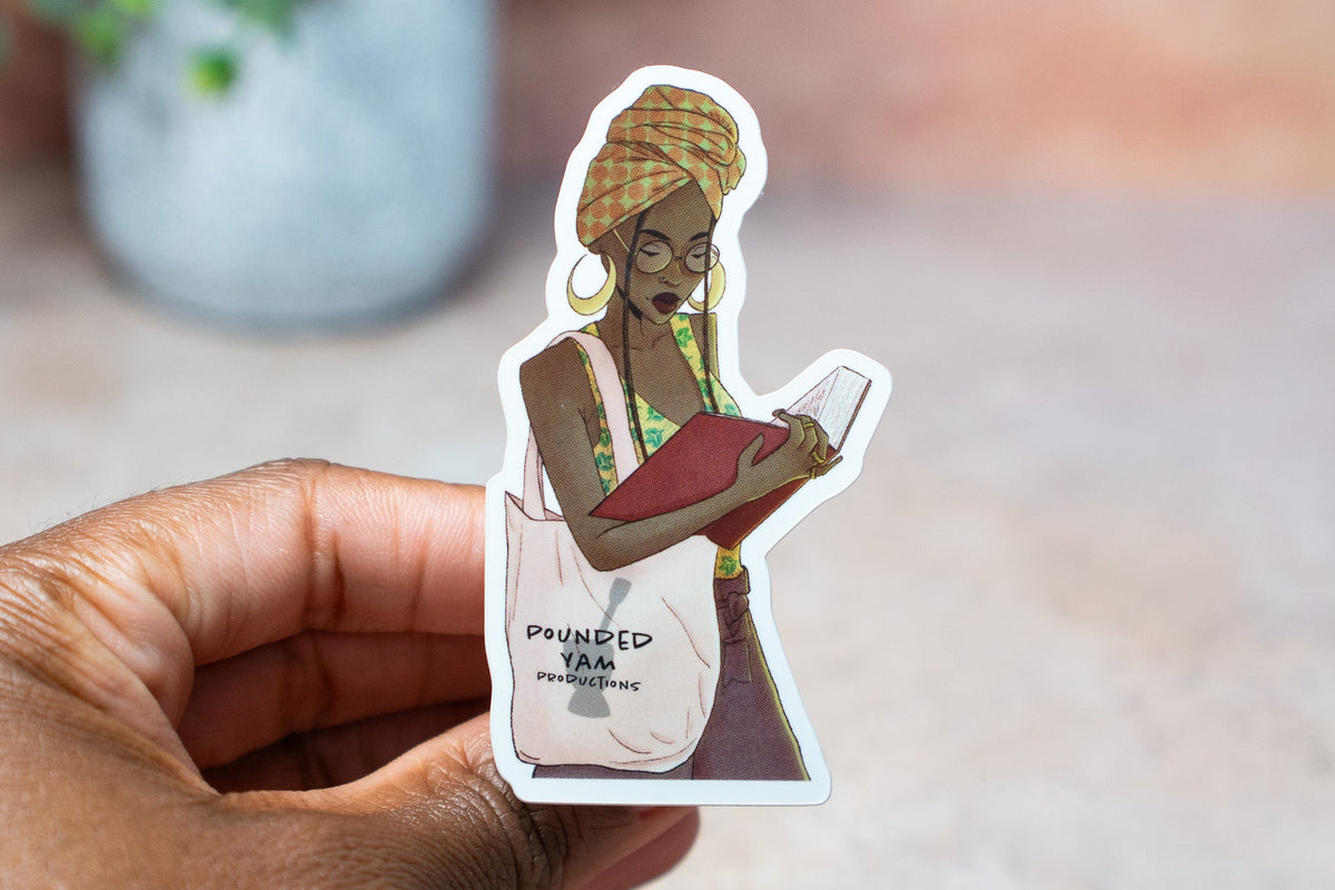 Black Girl Reading Waterproof Vinyl Sticker