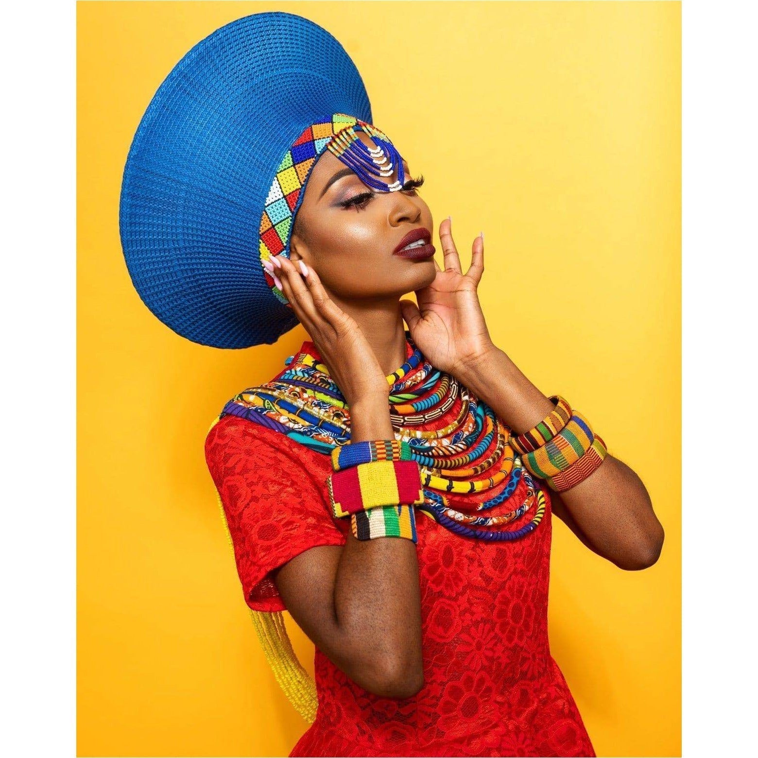 Traditional Beaded Zulu basket Hat