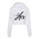 I AM HER Signature - Women's Cropped Fleece Hoodie - White
