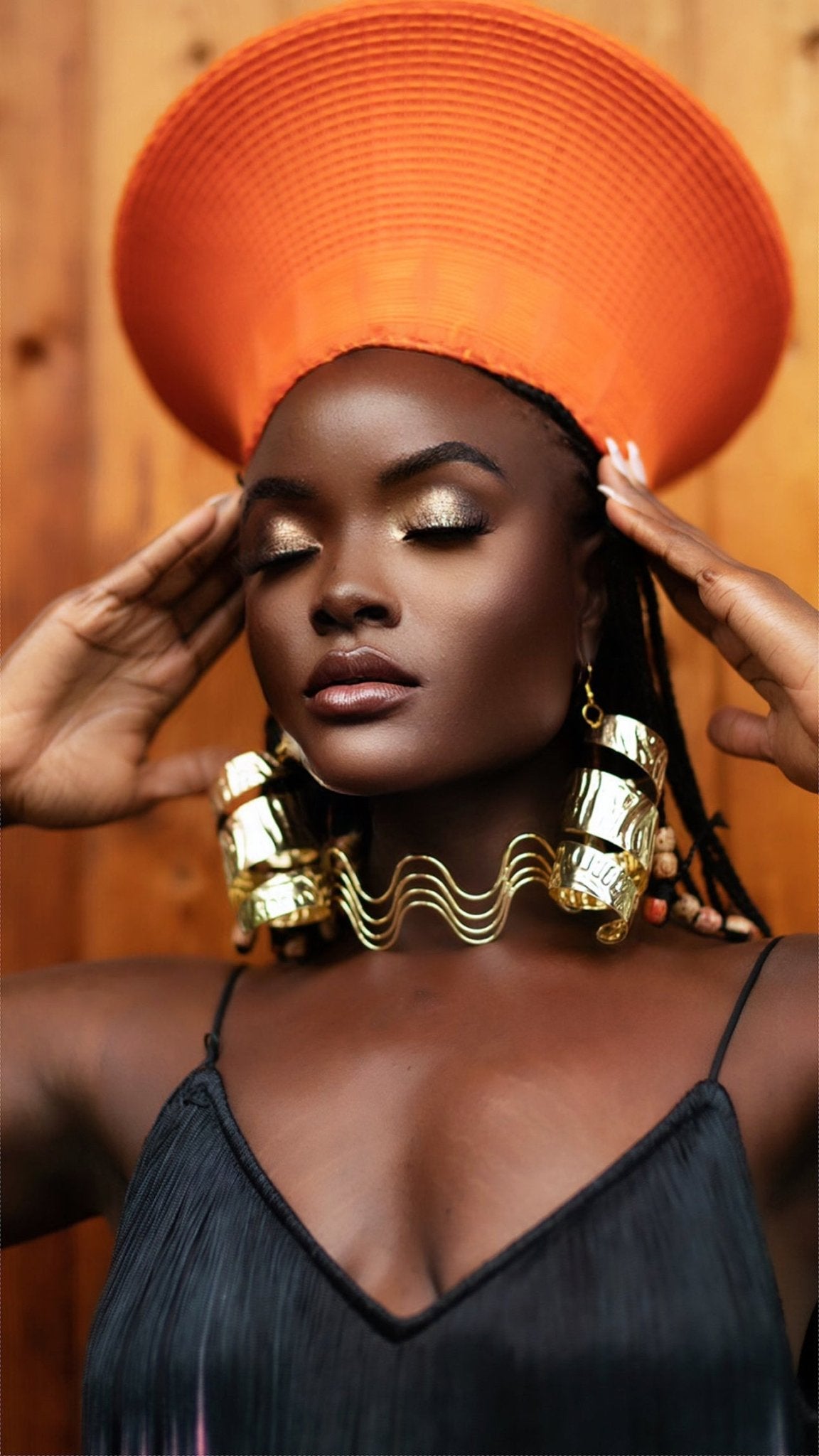 Zulu basket hat"isichololo” - Orange